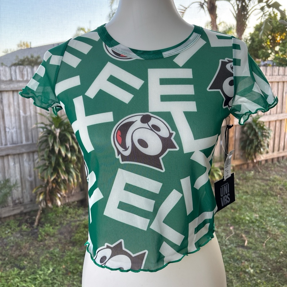 NWT Felix the  cat Universal Studios women's see through cropped